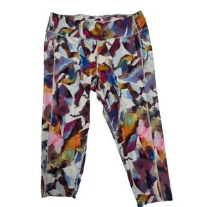 Calvin Klein Performance Womens 3X Leggings Abstract Print Cropped Side Pockets